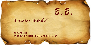 Brczko Bekő névjegykártya